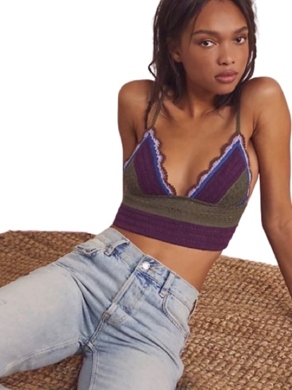 NWT Free People Intimately Another Weekend Longline Purple Bralette Size M